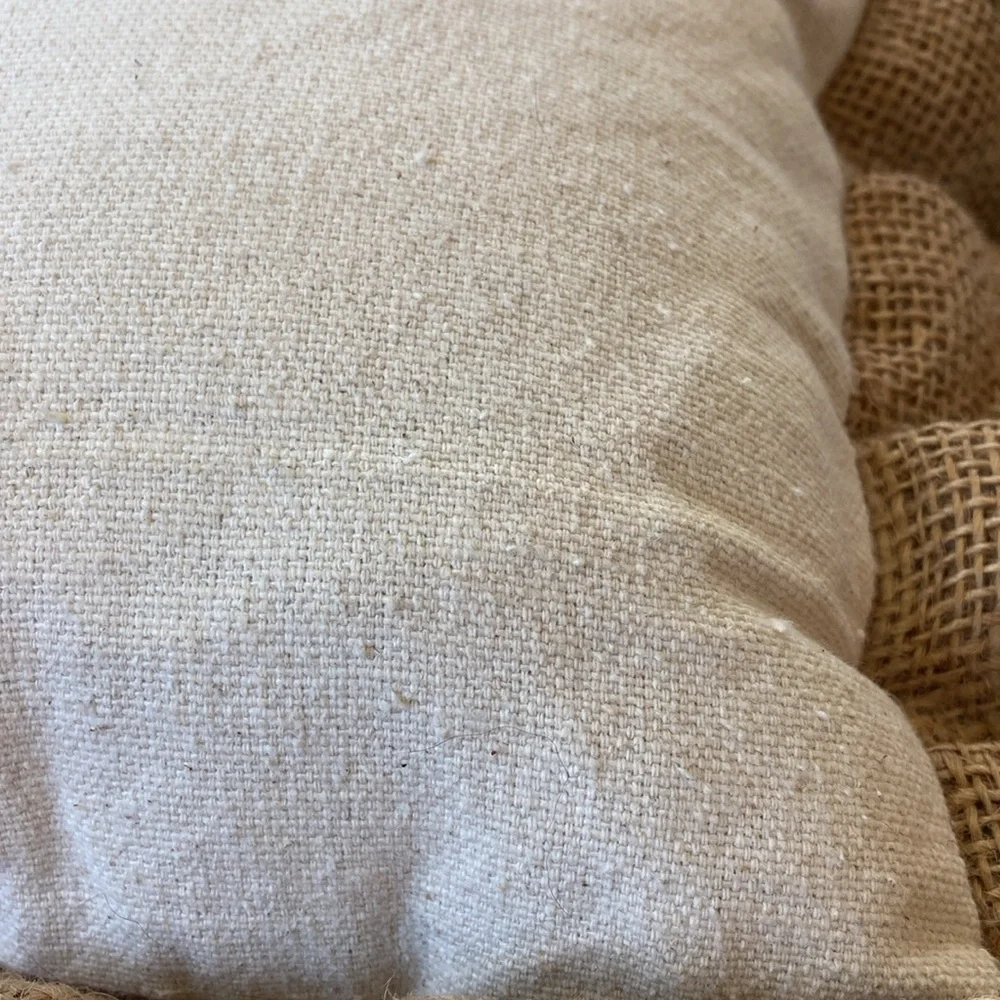 Glory Haus Bird Faith Burlap Pleated Ruffle Trim Pillow